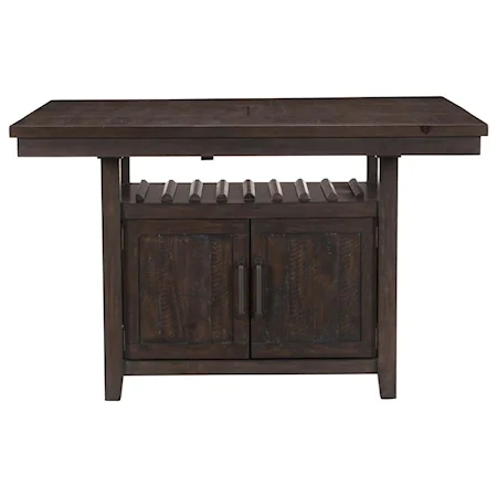 Rustic Counter Height Table with Self-Storing Table Leaf